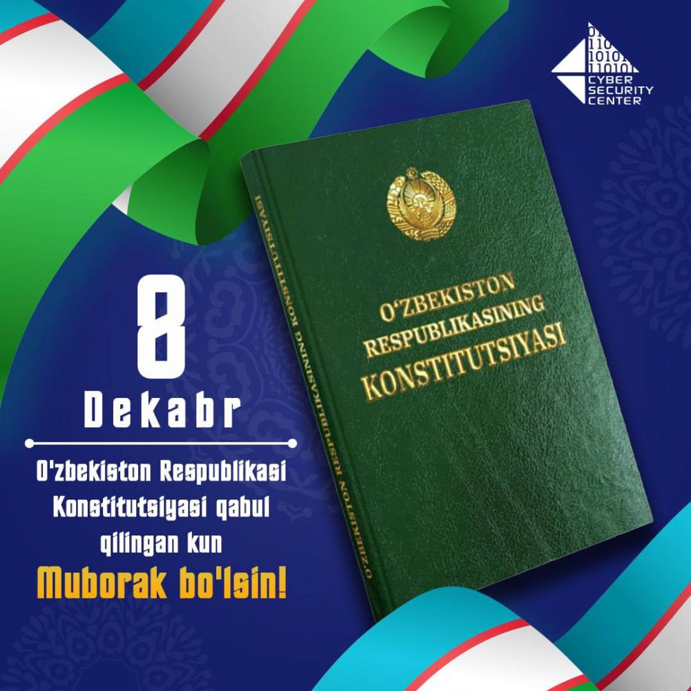 Bugun mamlakatimiz muhim sana – O‘zbekiston Respublikasi Konstitutsiyasi qabul qilingan kunni nishonlamoqda!