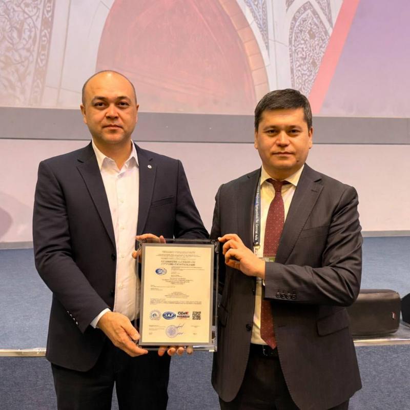 “NKMK” AJga “O'zMSt ISO/IEC 27001:2023” standarti talablariga muvofiqlik sertifikati topshirildi